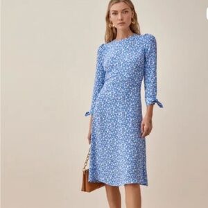 Reformation Blue & White Floral Midi Dress Marie Port size 4